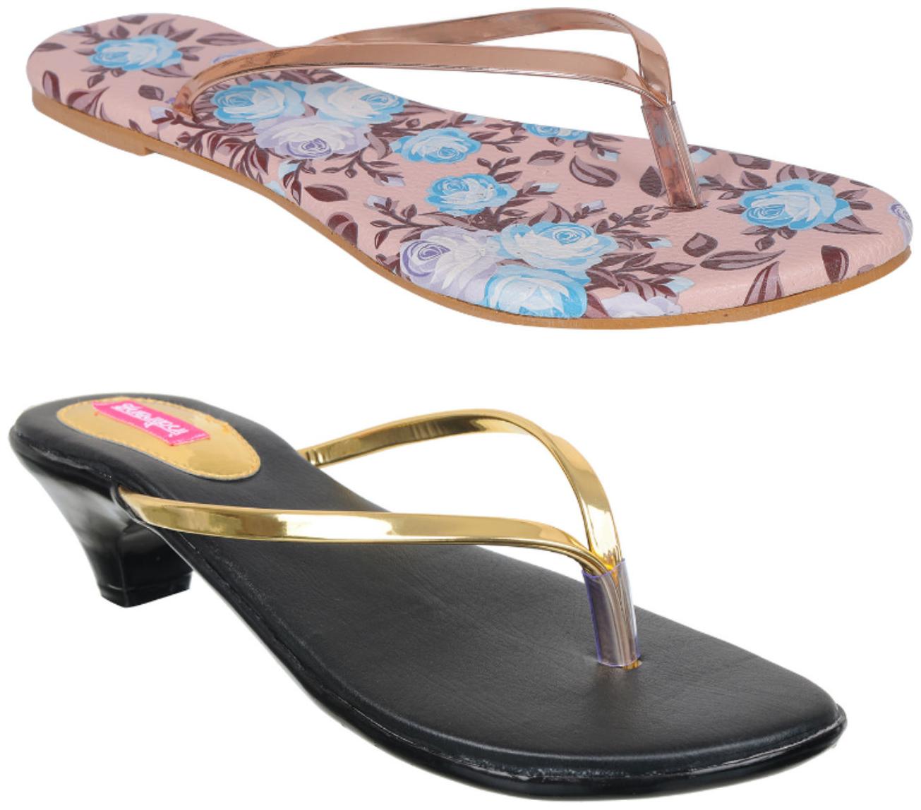 

Indirang Women Multi-Color Heeled Sandals - 2 Pair