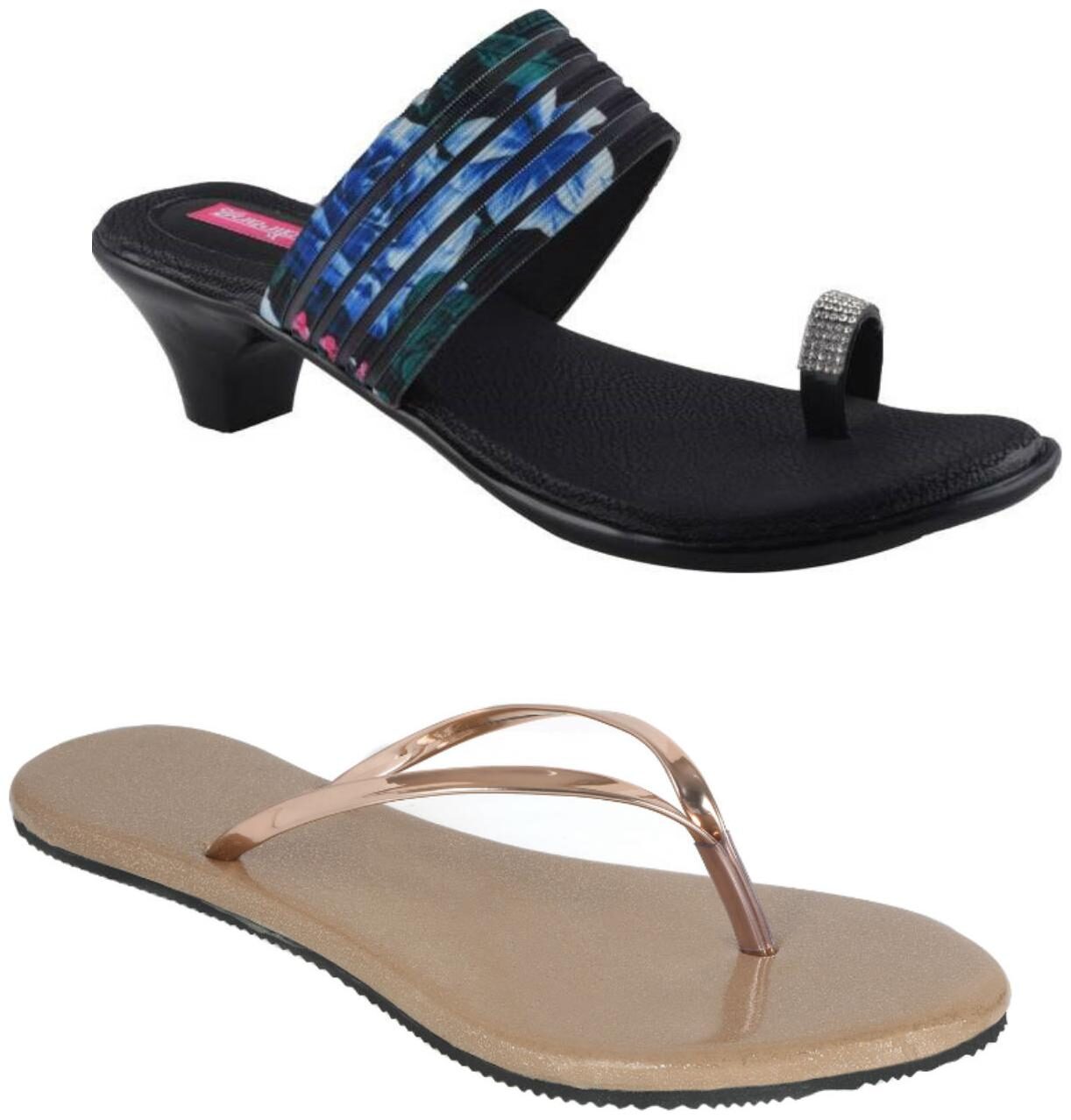 

Indirang Women Multi-Color Heeled Sandals - 2 Pair