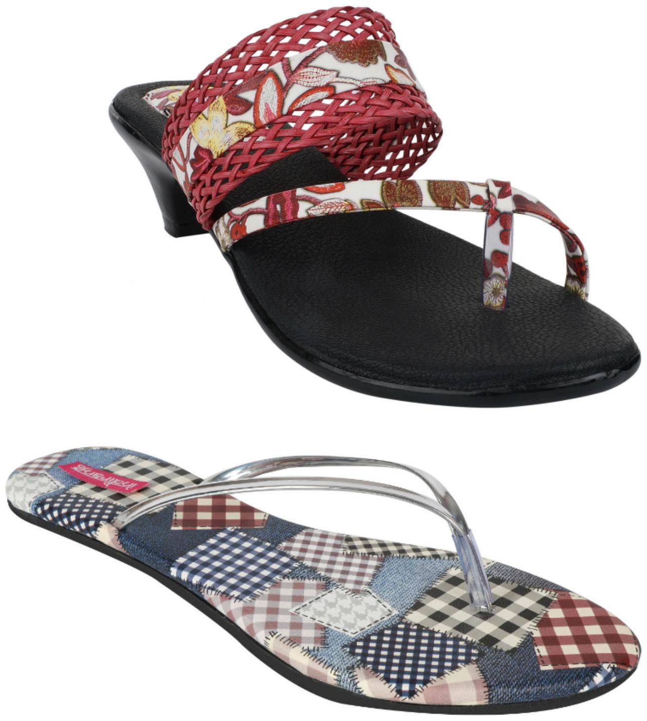 

Indirang Women Multi-Color Heeled Sandals - 2 Pair