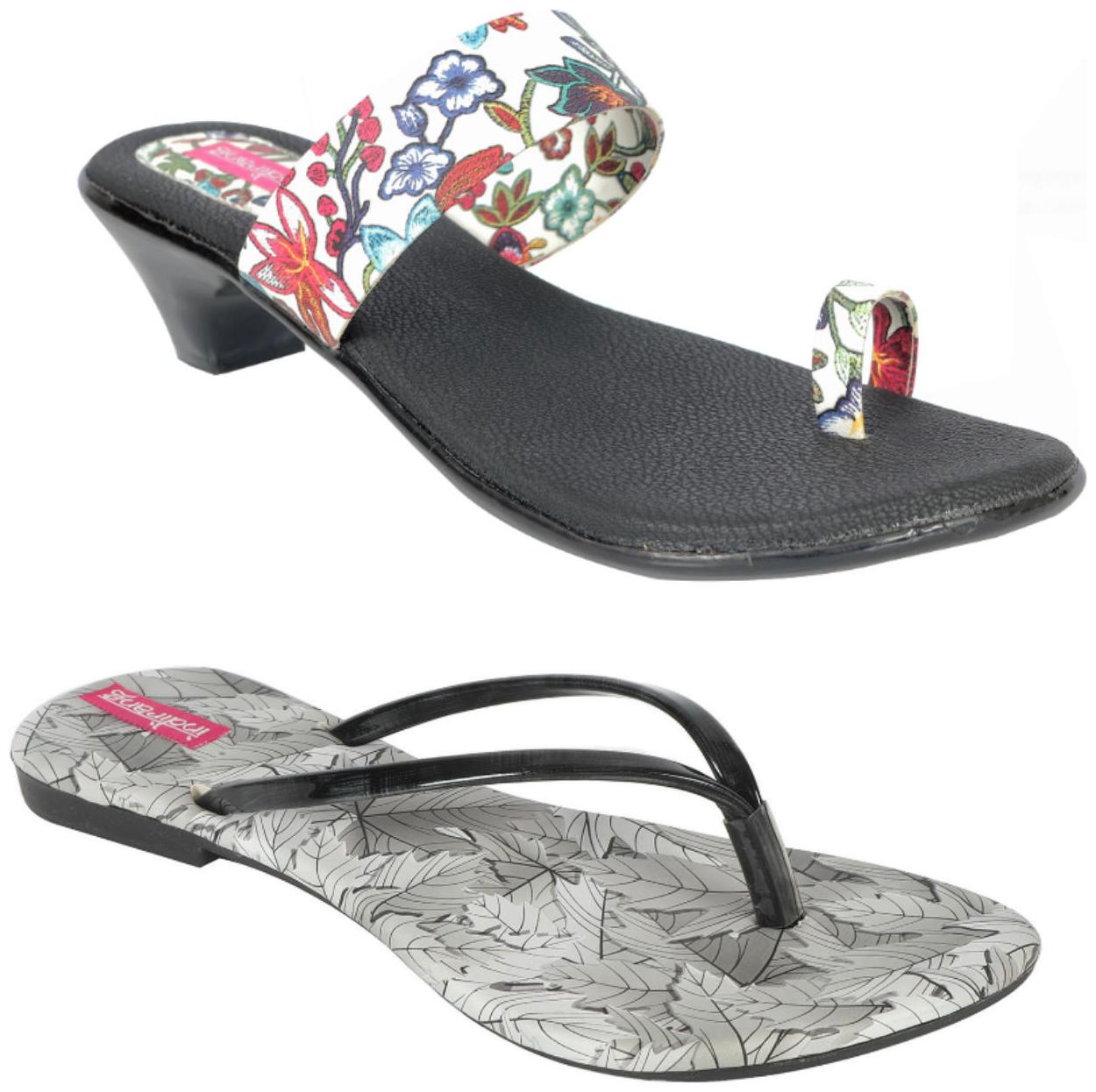 

Indirang Women Multi-Color Heeled Sandals - 2 Pair