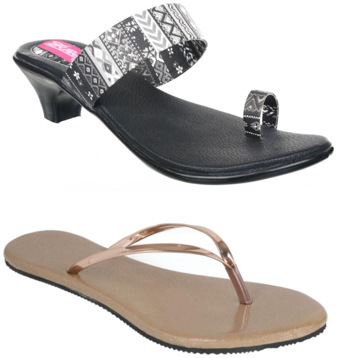 

Indirang Women Multi-Color Heeled Sandals - 2 Pair