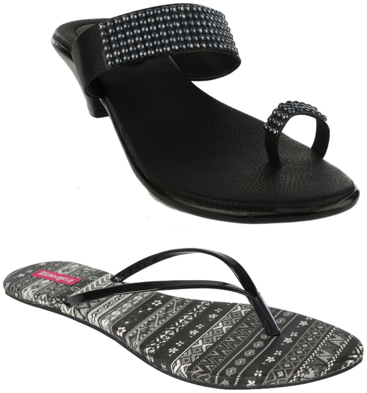 

Indirang Women Multi-Color Heeled Sandals - 2 Pair