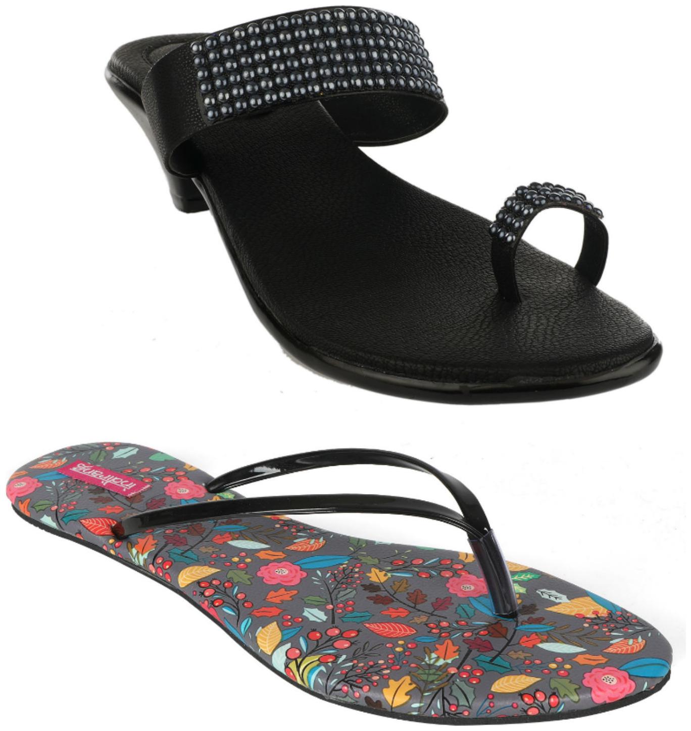 

Indirang Women Multi-Color Heeled Sandals - 2 Pair