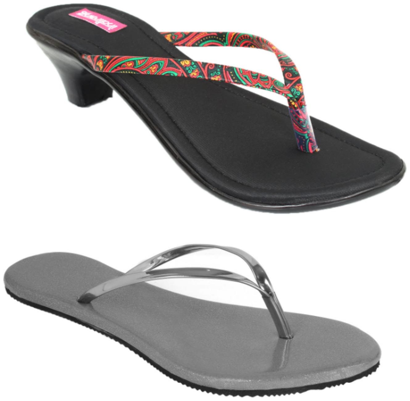 

Indirang Women Multi-Color Heeled Sandals - 2 Pair