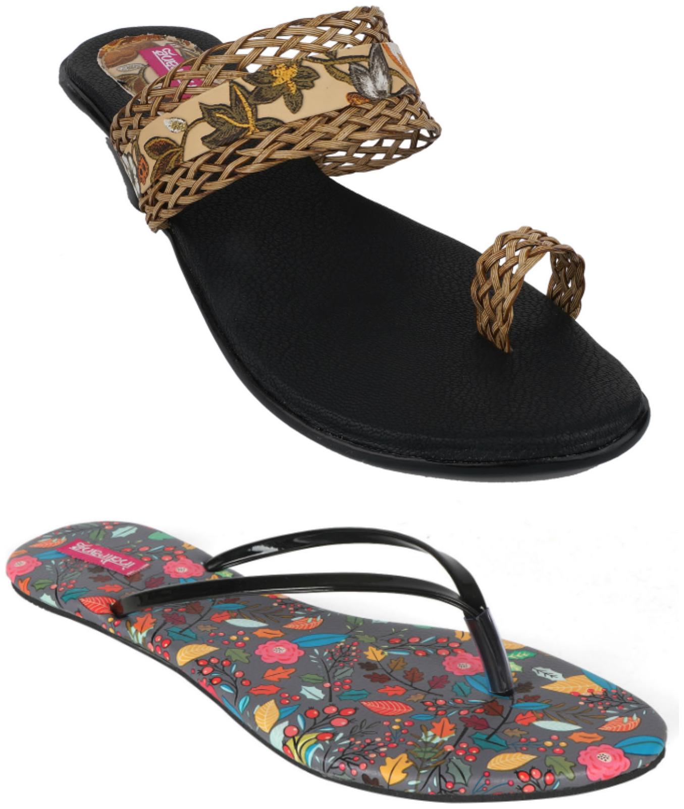 

Indirang Women Multi-Color Heeled Sandals - 2 Pair