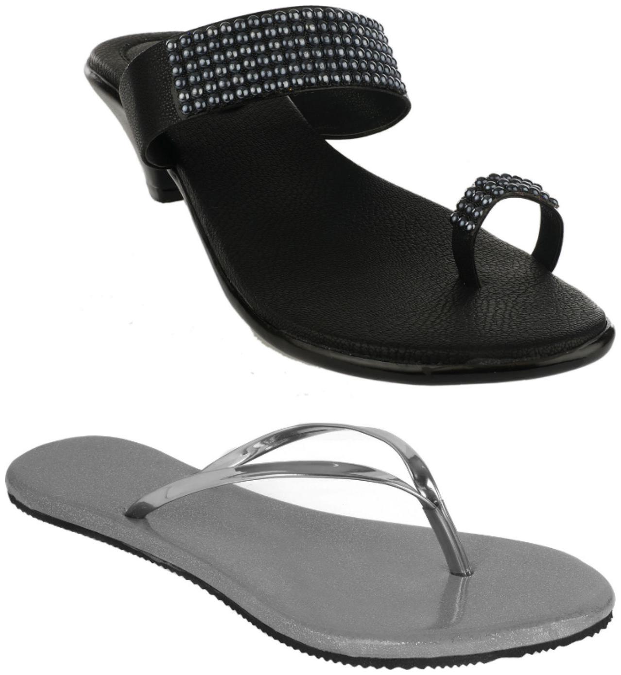 

Indirang Women Multi-Color Heeled Sandals - 2 Pair