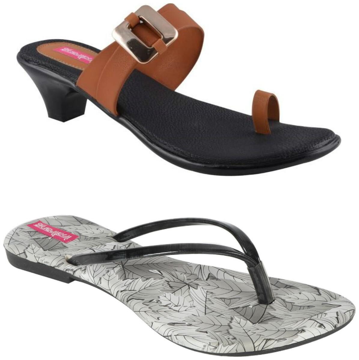 

Indirang Women Multi-Color Heeled Sandals - 2 Pair