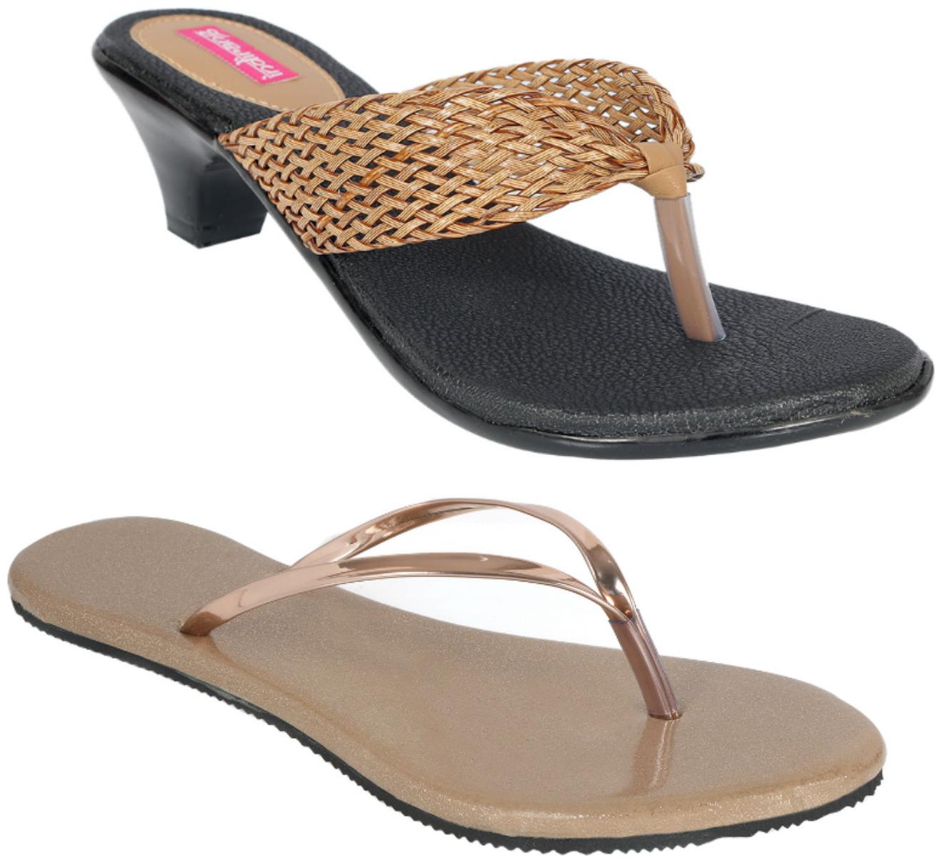 

Indirang Women Multi-Color Heeled Sandals - 2 Pair