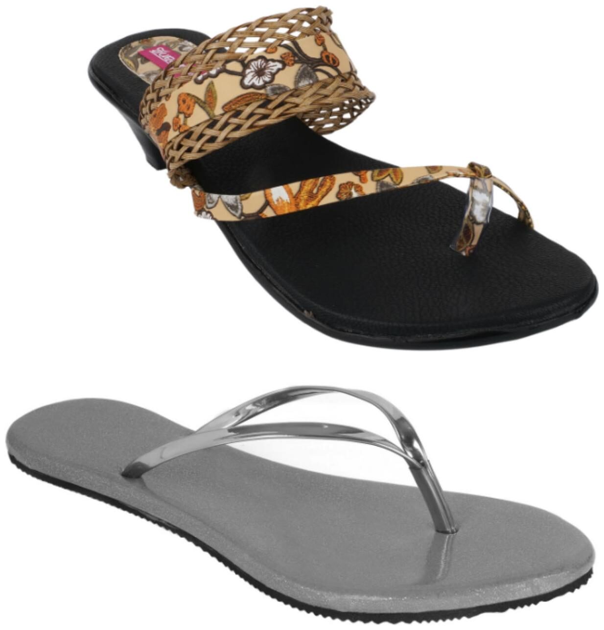 

Indirang Women Multi-Color Heeled Sandals - 2 Pair
