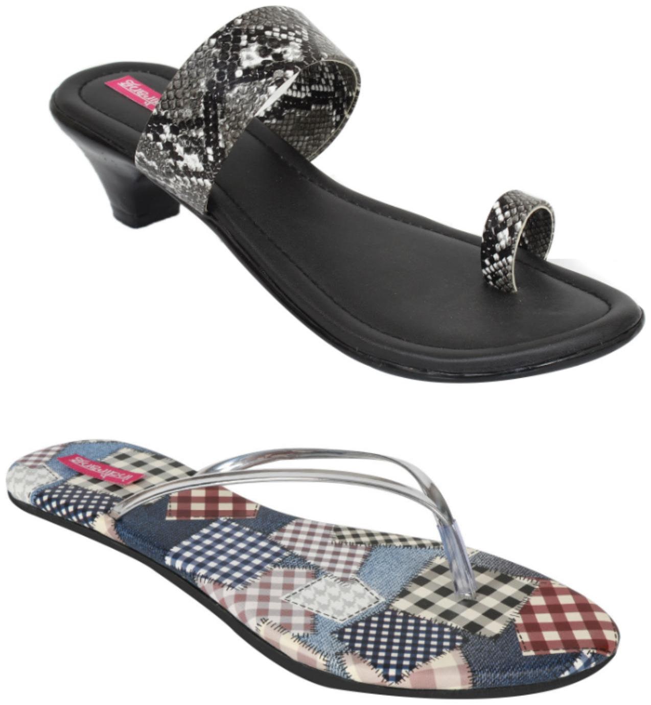 

Indirang Women Multi-Color Heeled Sandals - 2 Pair