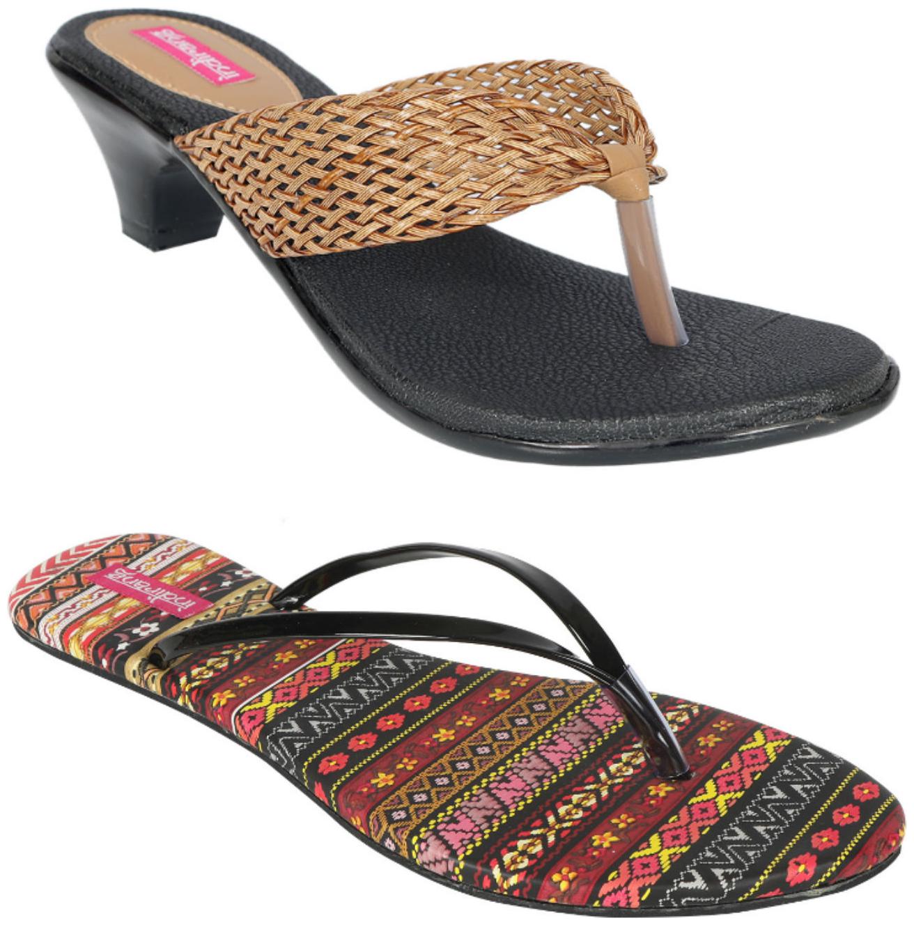 

Indirang Women Multi-Color Heeled Sandals - 2 Pair