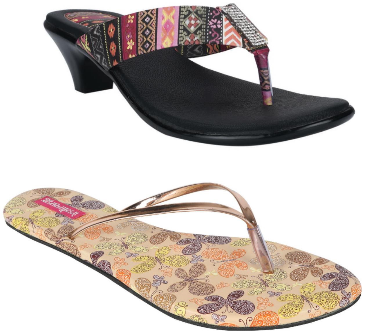 

Indirang Women Multi-Color Heeled Sandals - 2 Pair