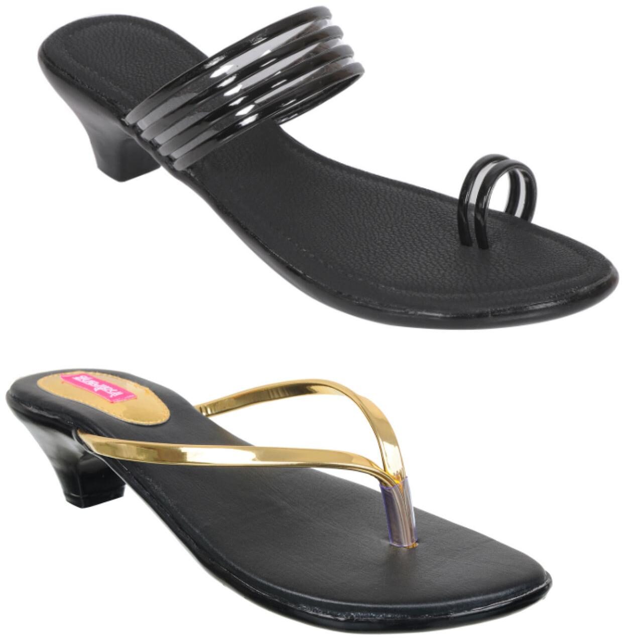 

Indirang Women Black Heeled Sandals - 2 Pair