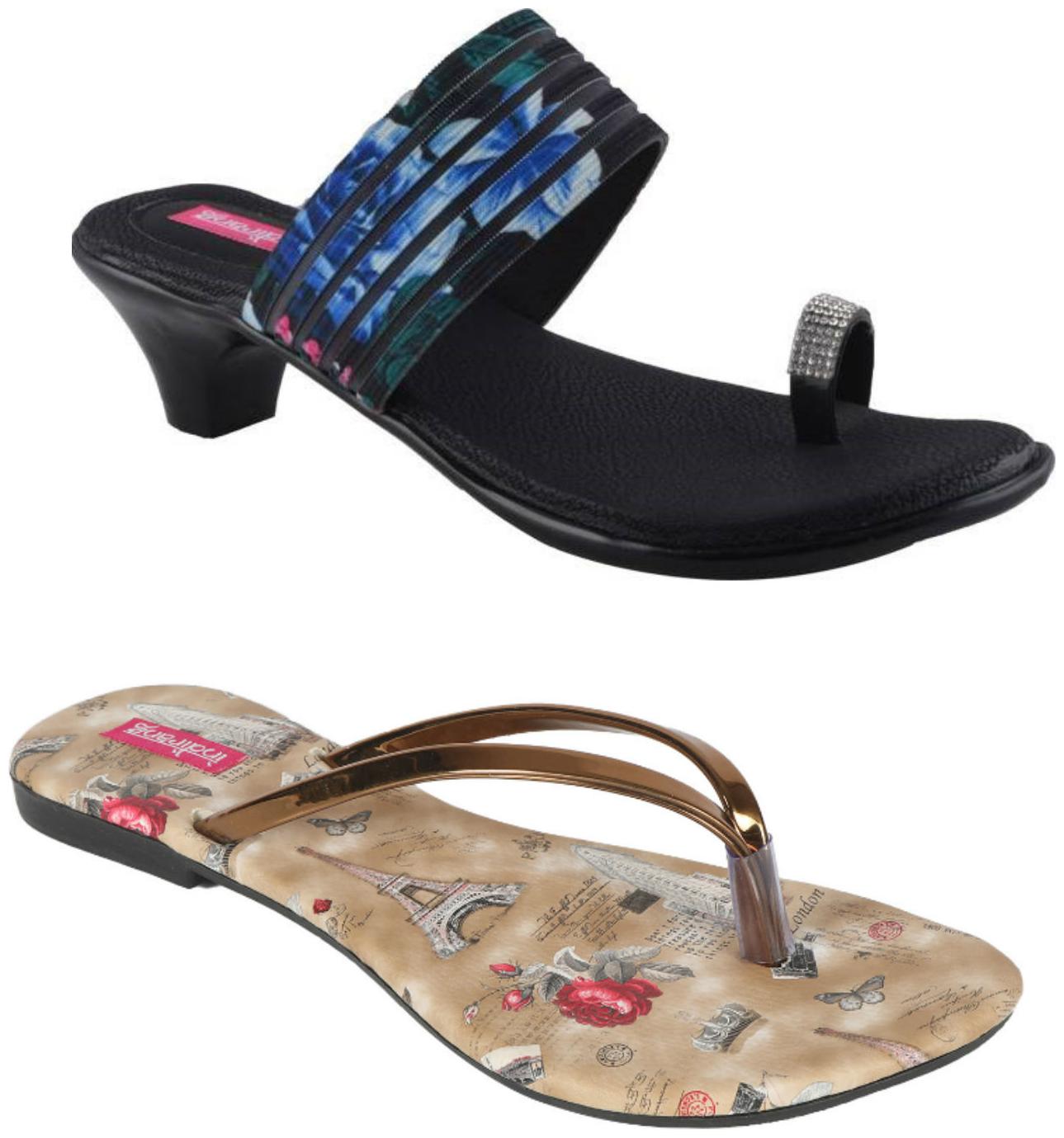 

Indirang Women Multi-Color Heeled Sandals - 2 Pair