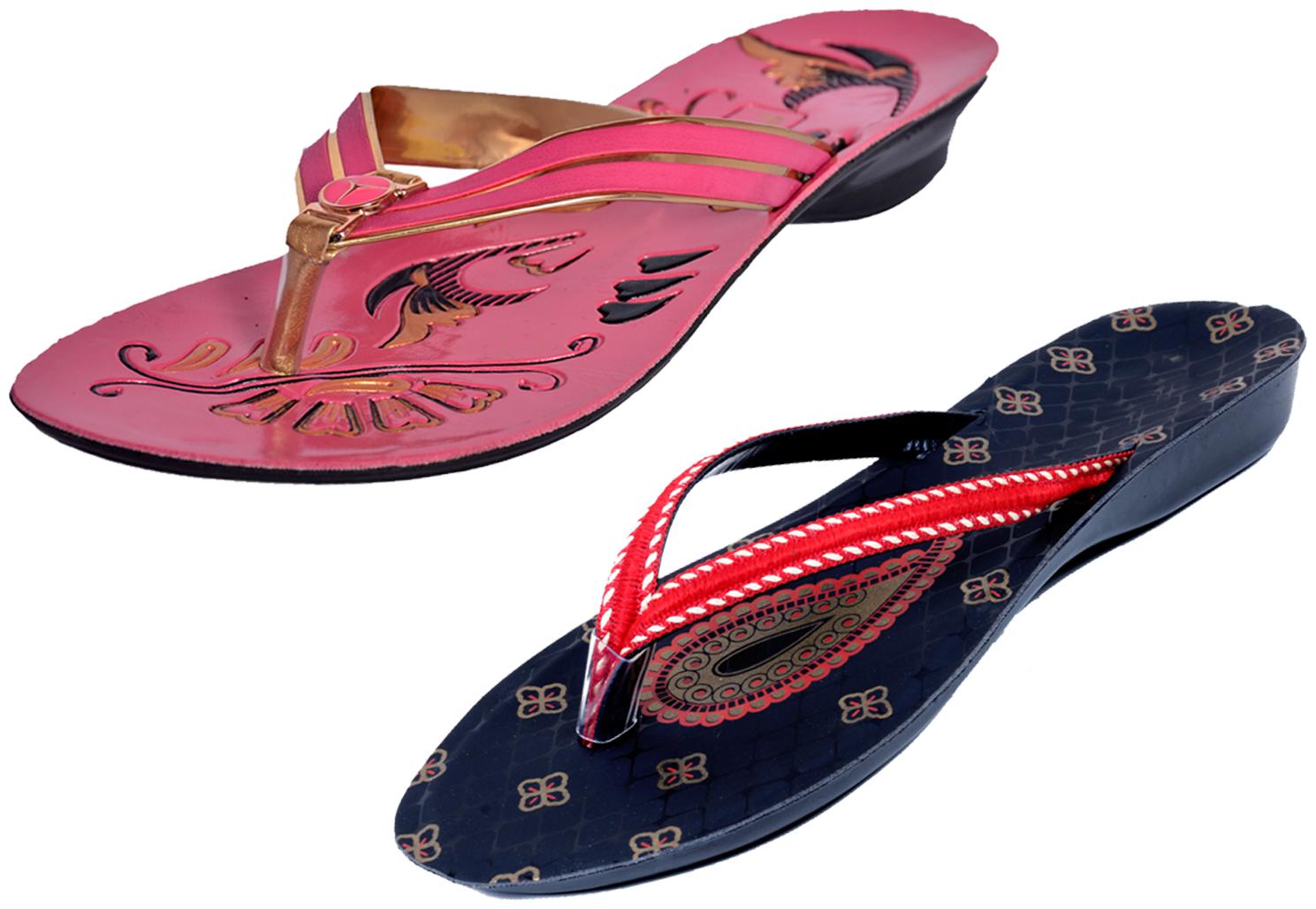 

IndiWeaves Womens Slippers Flipflops Pack of 2