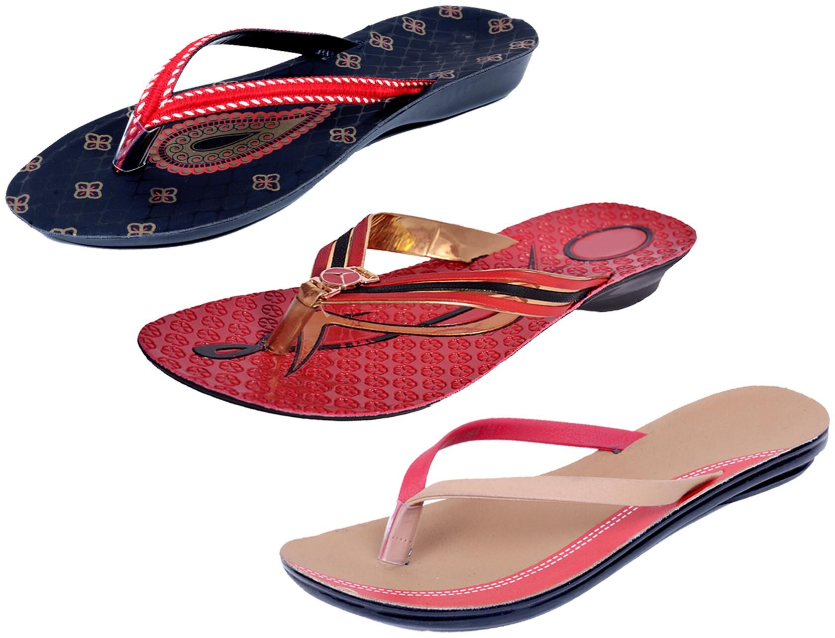

IndiWeaves Womens Slippers Flipflops Pack of 3