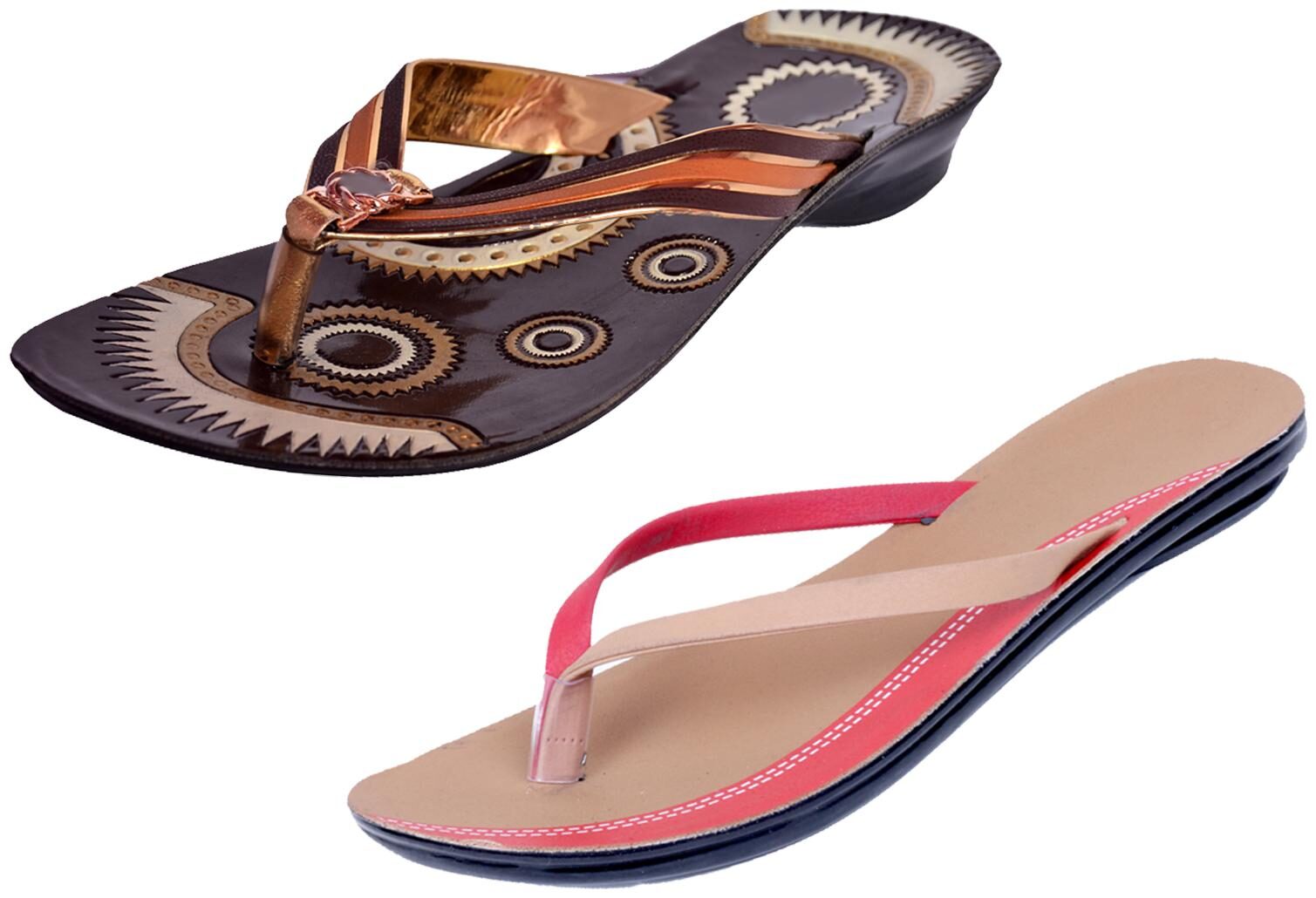 

IndiWeaves Womens Slippers Flipflops Pack of 2