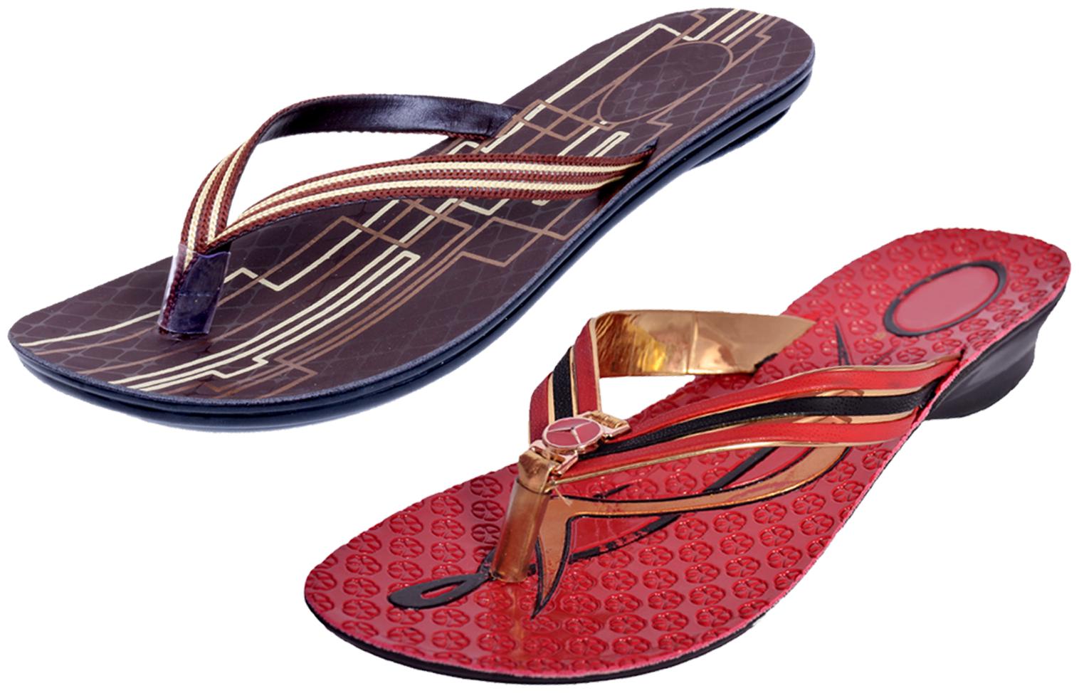 

IndiWeaves Womens Slippers Flipflops Pack of 2