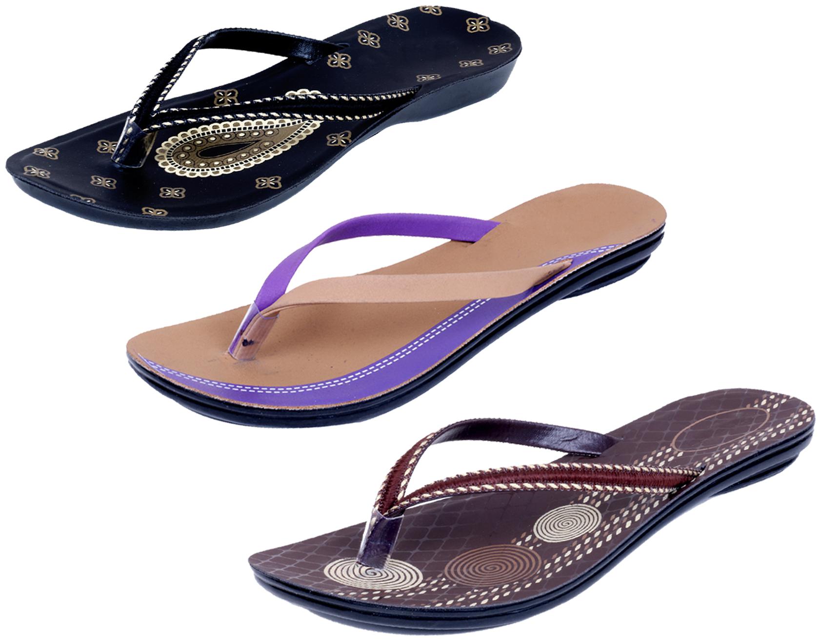 

IndiWeaves Womens Slippers Flipflops Pack of 3