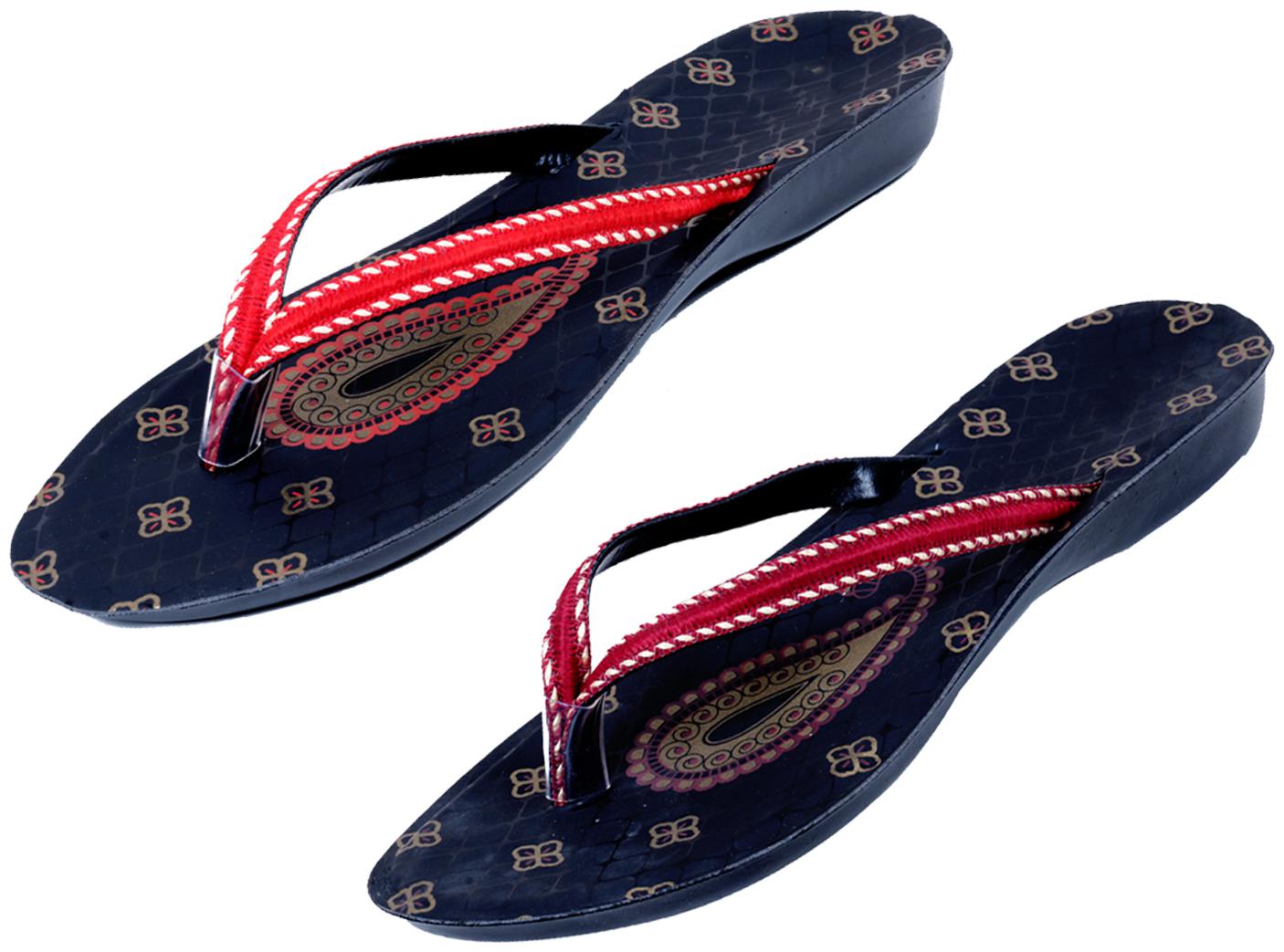 

IndiWeaves Womens Slippers Flipflops Pack of 2