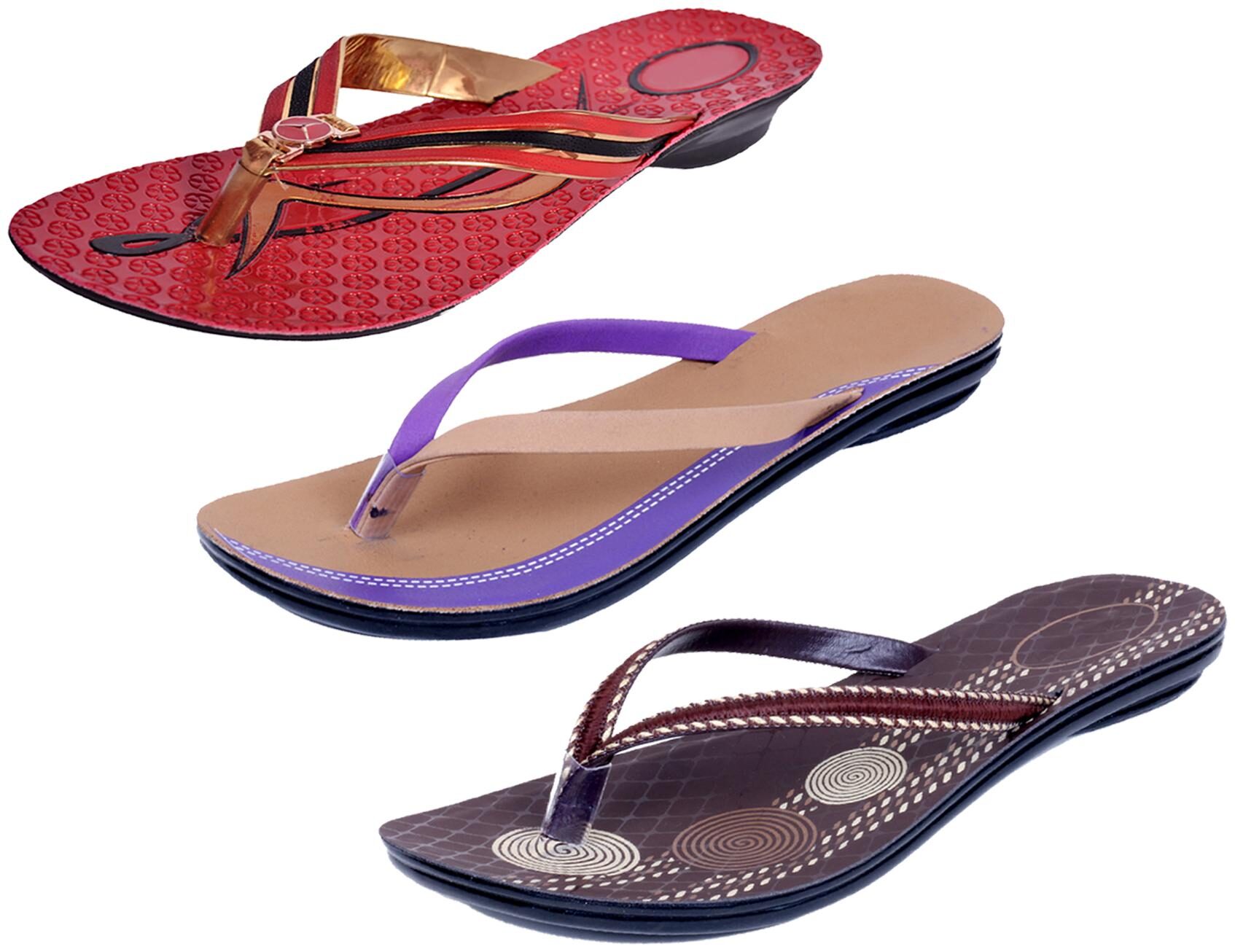 

IndiWeaves Womens Slippers Flipflops Pack of 3