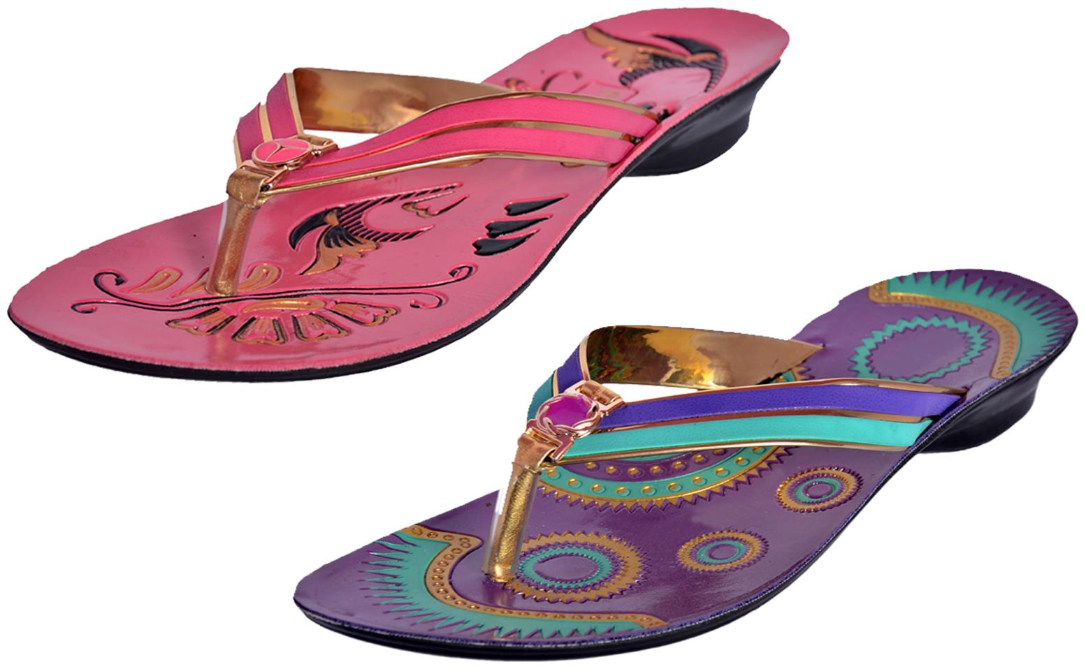 

IndiWeaves Womens Slippers Flipflops Pack of 2