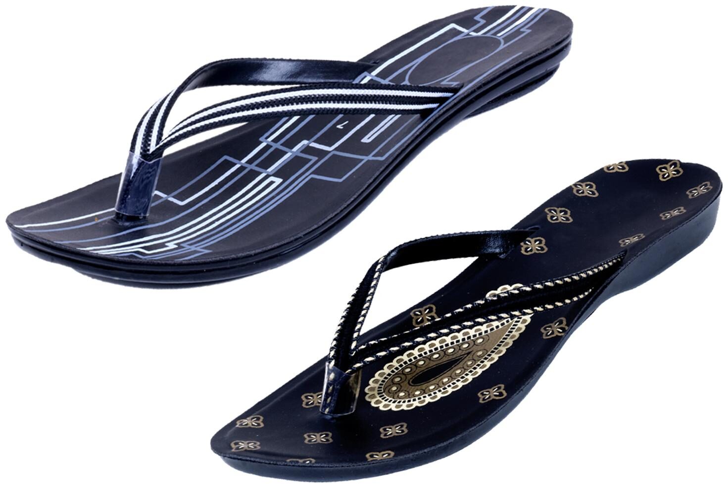 

IndiWeaves Womens Slippers Flipflops Pack of 2
