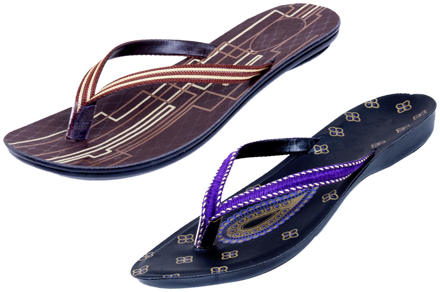

IndiWeaves Womens Slippers Flipflops Pack of 2