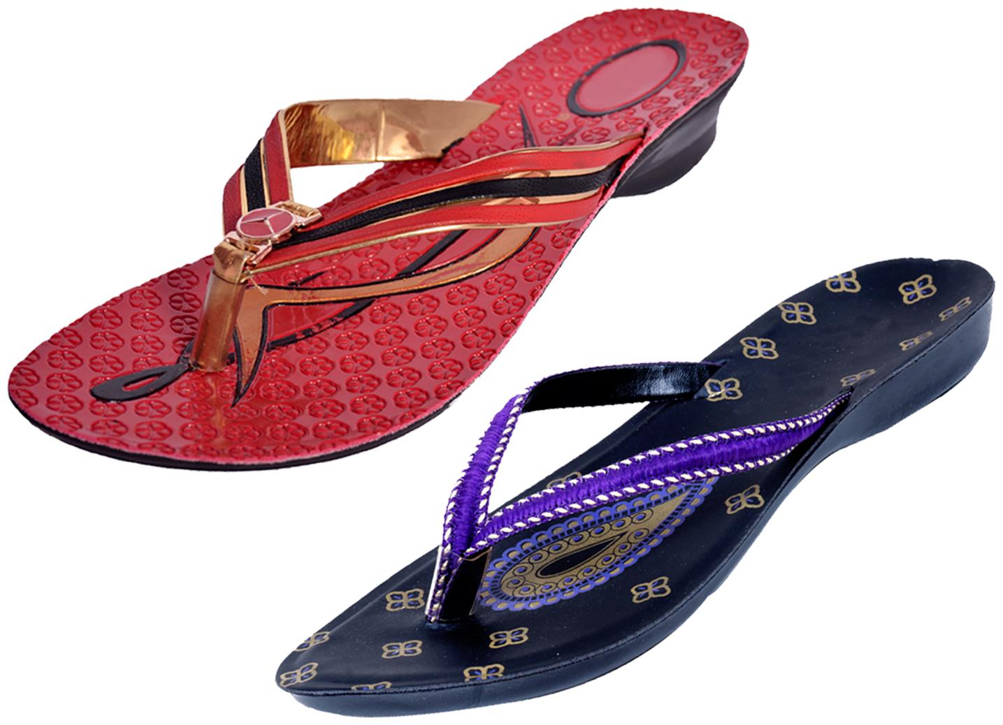 

IndiWeaves Womens Slippers Flipflops Pack of 2