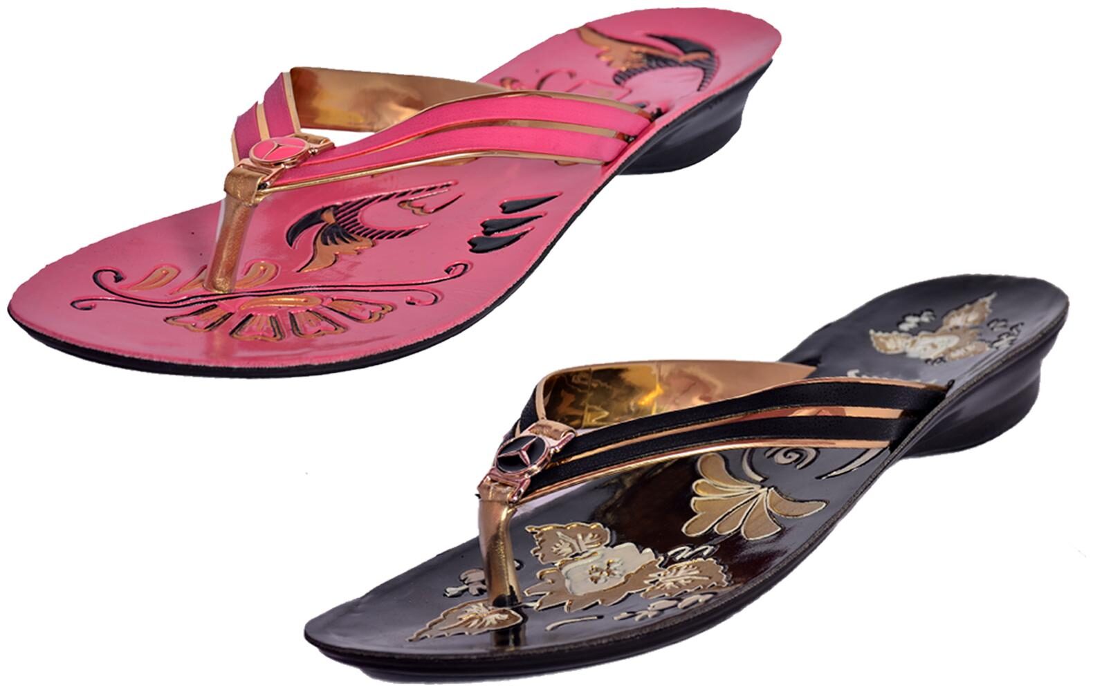 

IndiWeaves Womens Slippers Flipflops Pack of 2
