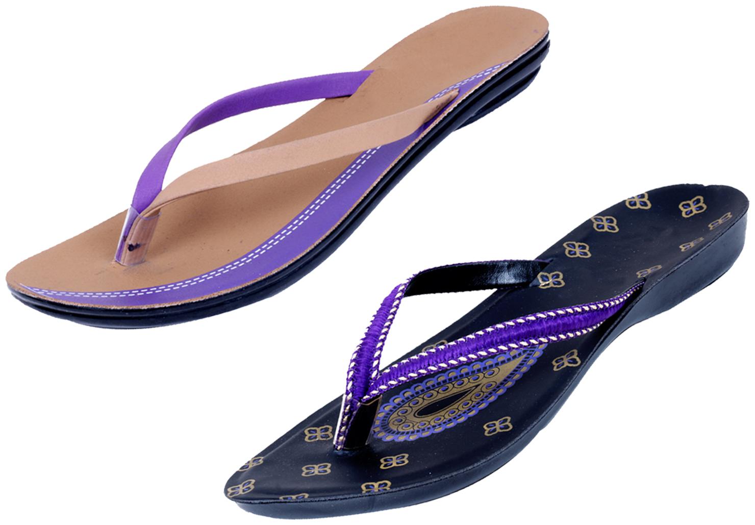 

IndiWeaves Womens Slippers Flipflops Pack of 2