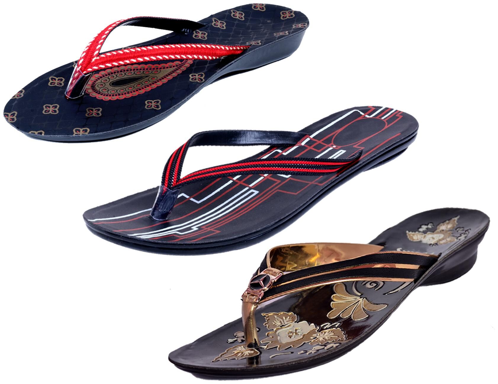 

IndiWeaves Womens Slippers Flipflops Pack of 3