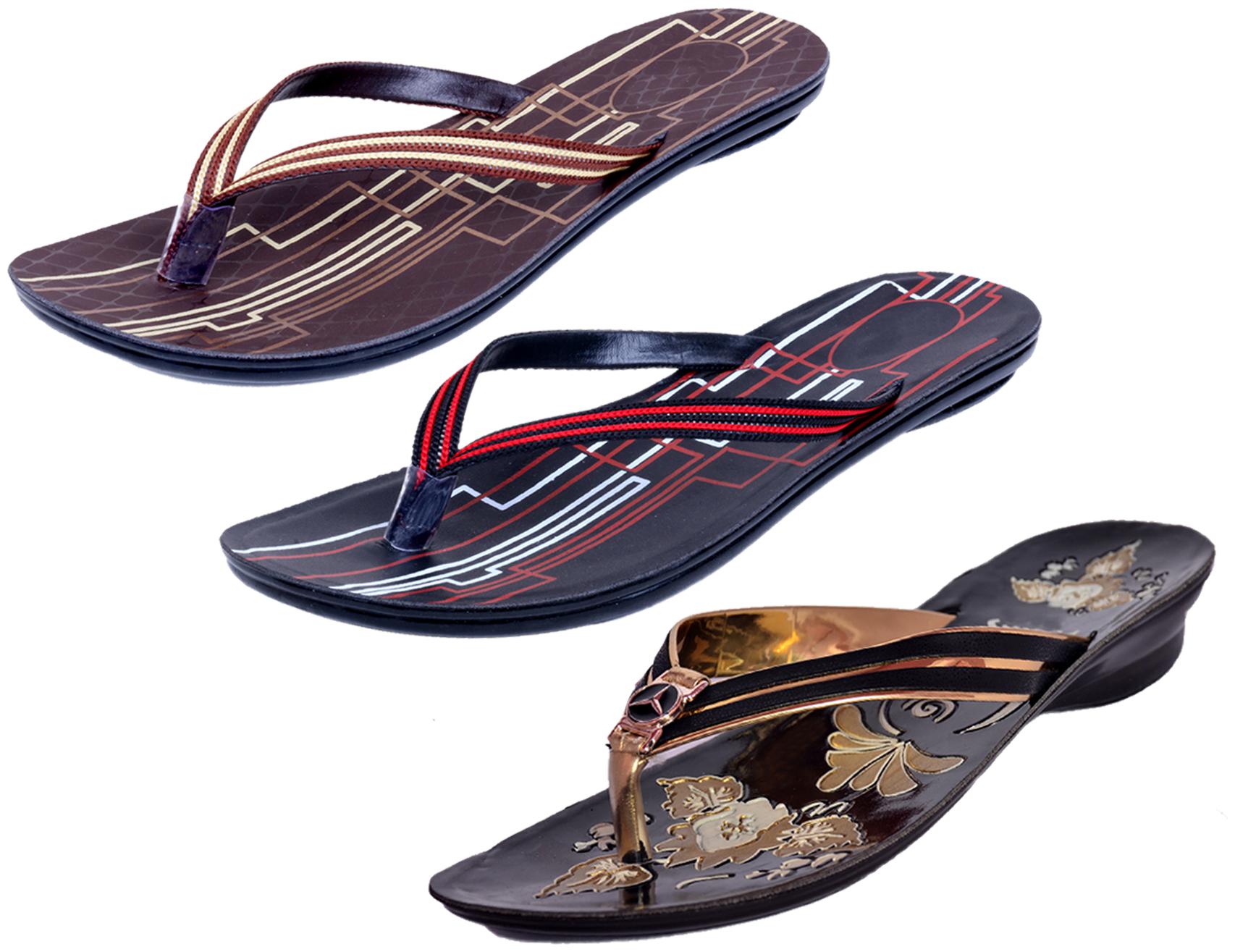 

IndiWeaves Womens Slippers Flipflops Pack of 3