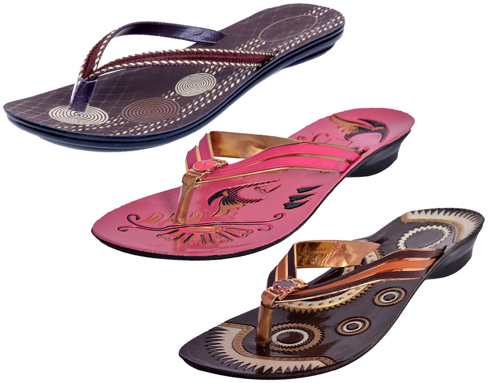

IndiWeaves Womens Slippers Flipflops Pack of 3