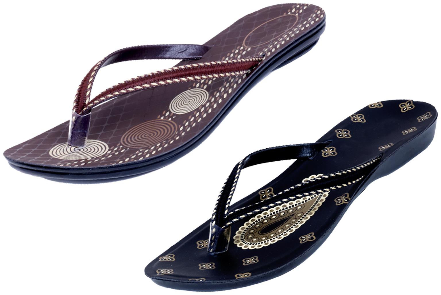 

IndiWeaves Womens Slippers Flipflops Pack of 2