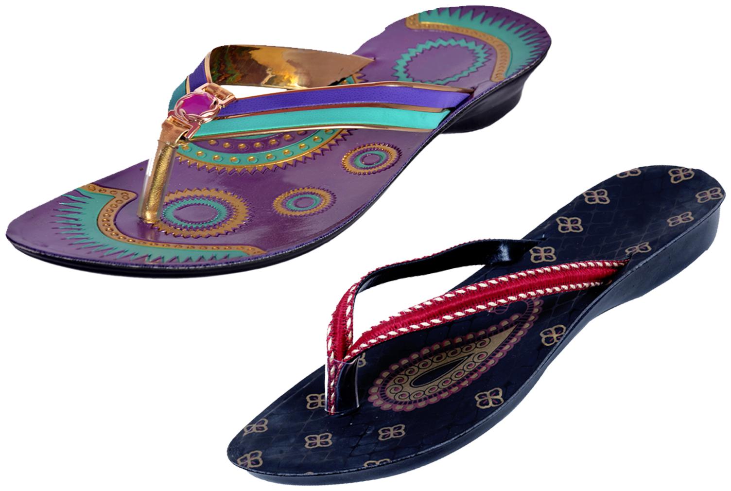 

IndiWeaves Womens Slippers Flipflops Pack of 2