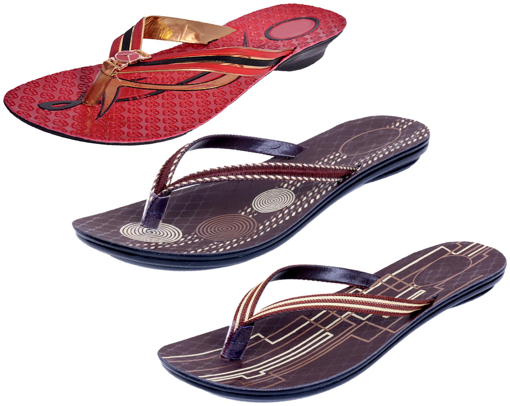 

IndiWeaves Womens Slippers Flipflops Pack of 3