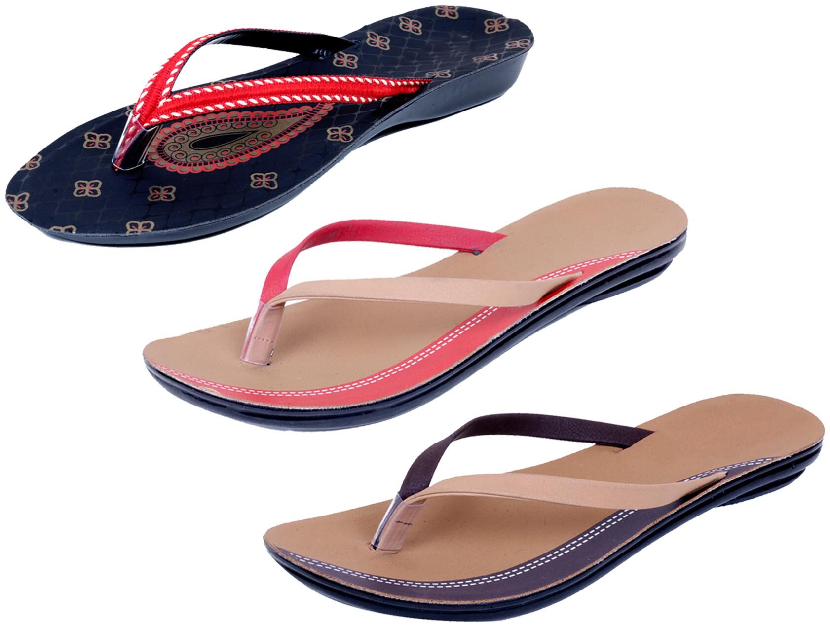 

IndiWeaves Womens Slippers Flipflops Pack of 3