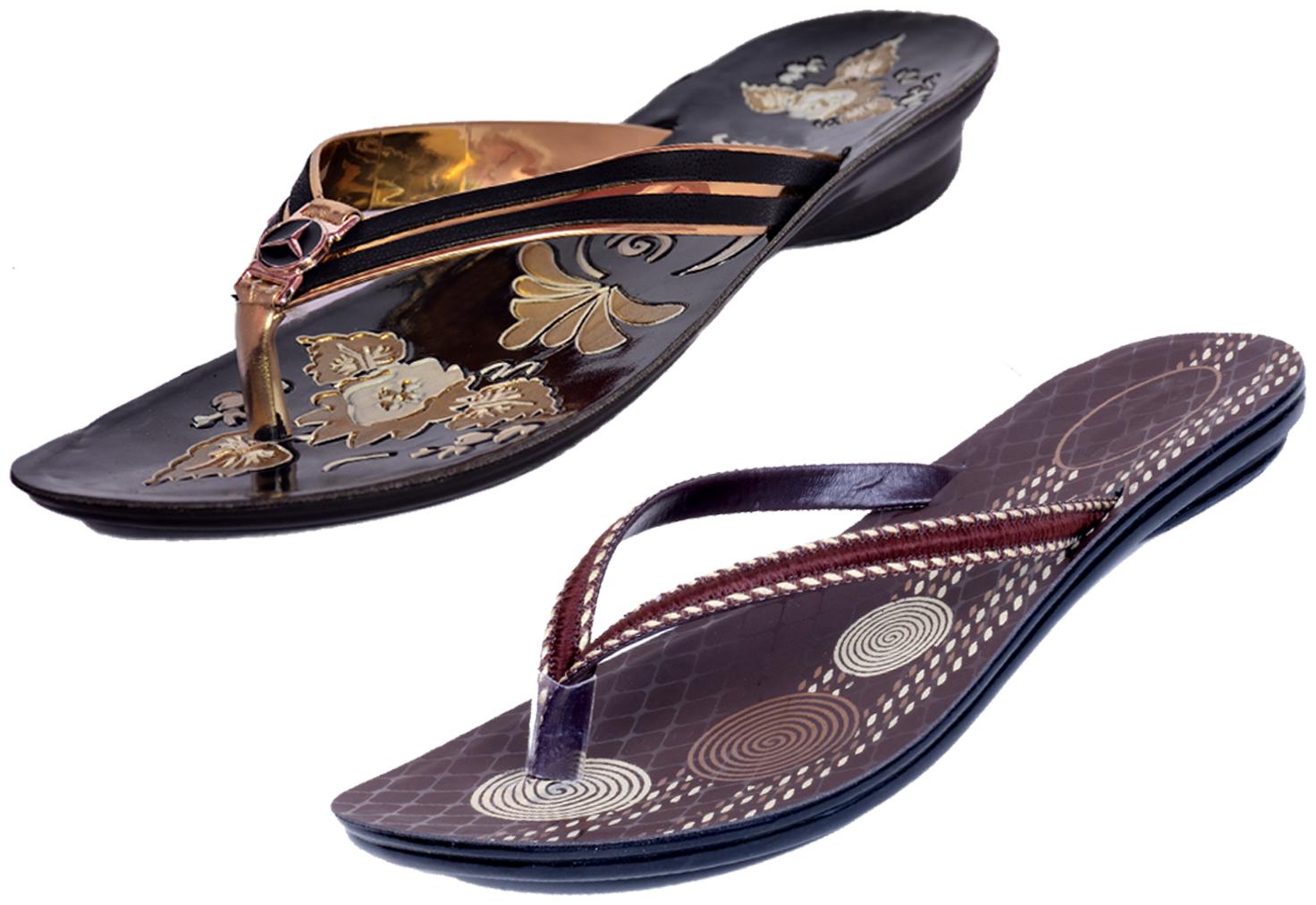 

IndiWeaves Womens Slippers Flipflops Pack of 2