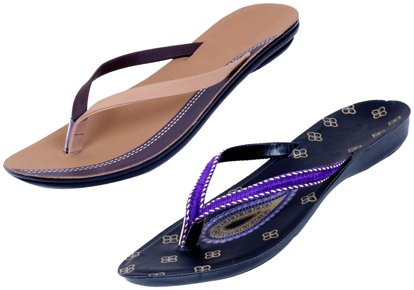 

IndiWeaves Womens Slippers Flipflops Pack of 2