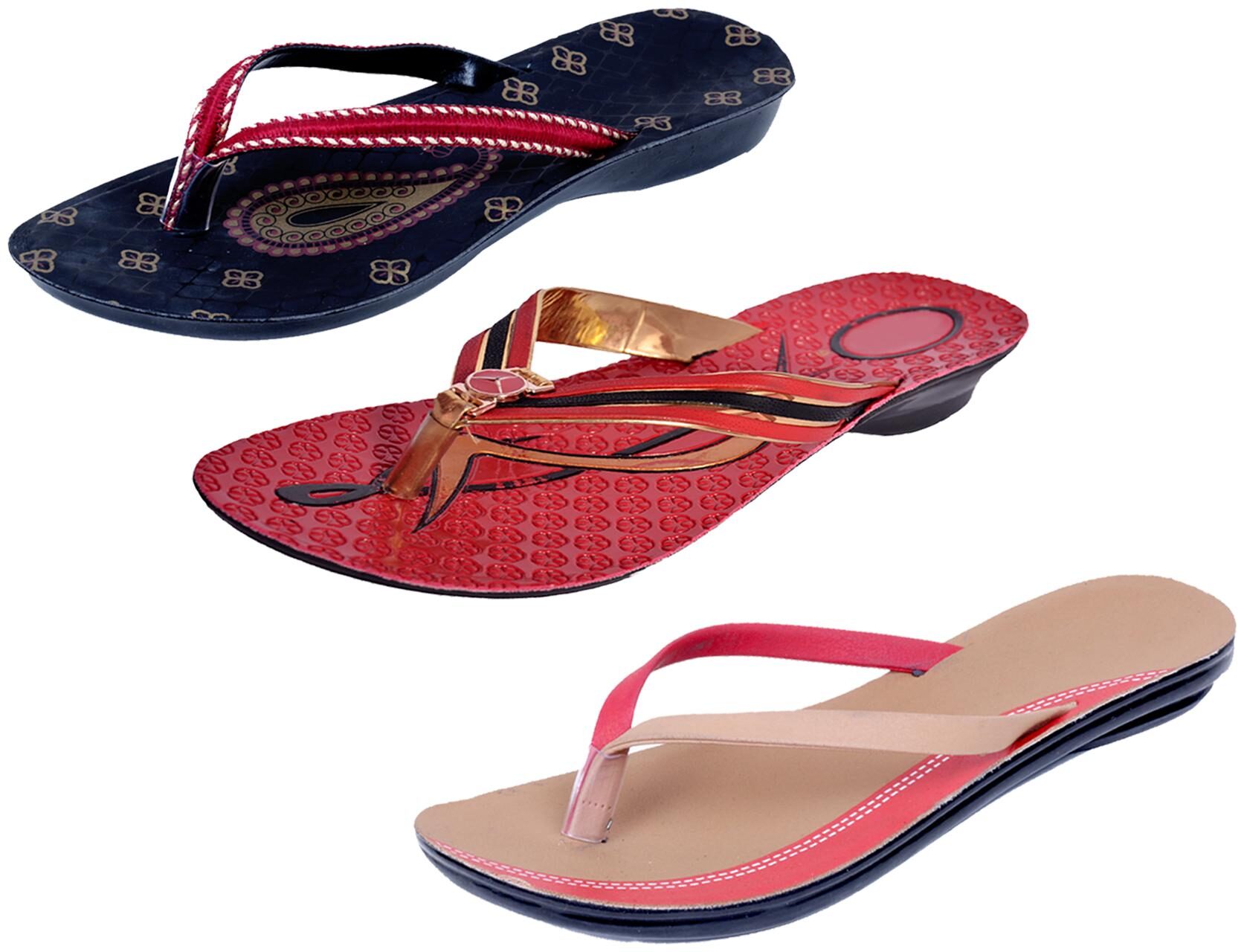 

IndiWeaves Womens Slippers Flipflops Pack of 3