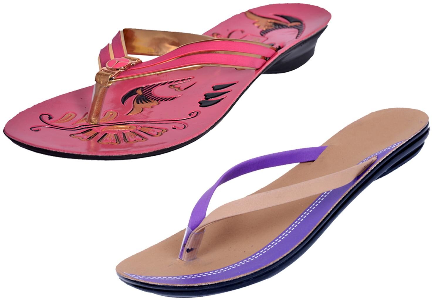 

IndiWeaves Womens Slippers Flipflops Pack of 2