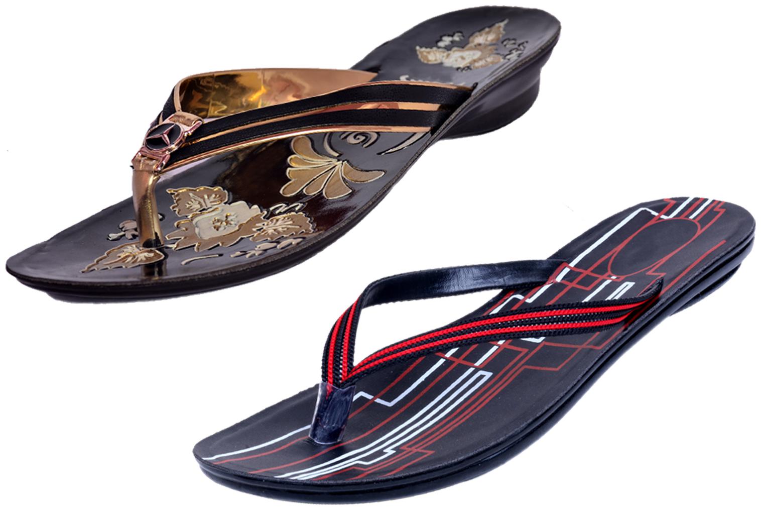 

IndiWeaves Womens Slippers Flipflops Pack of 2