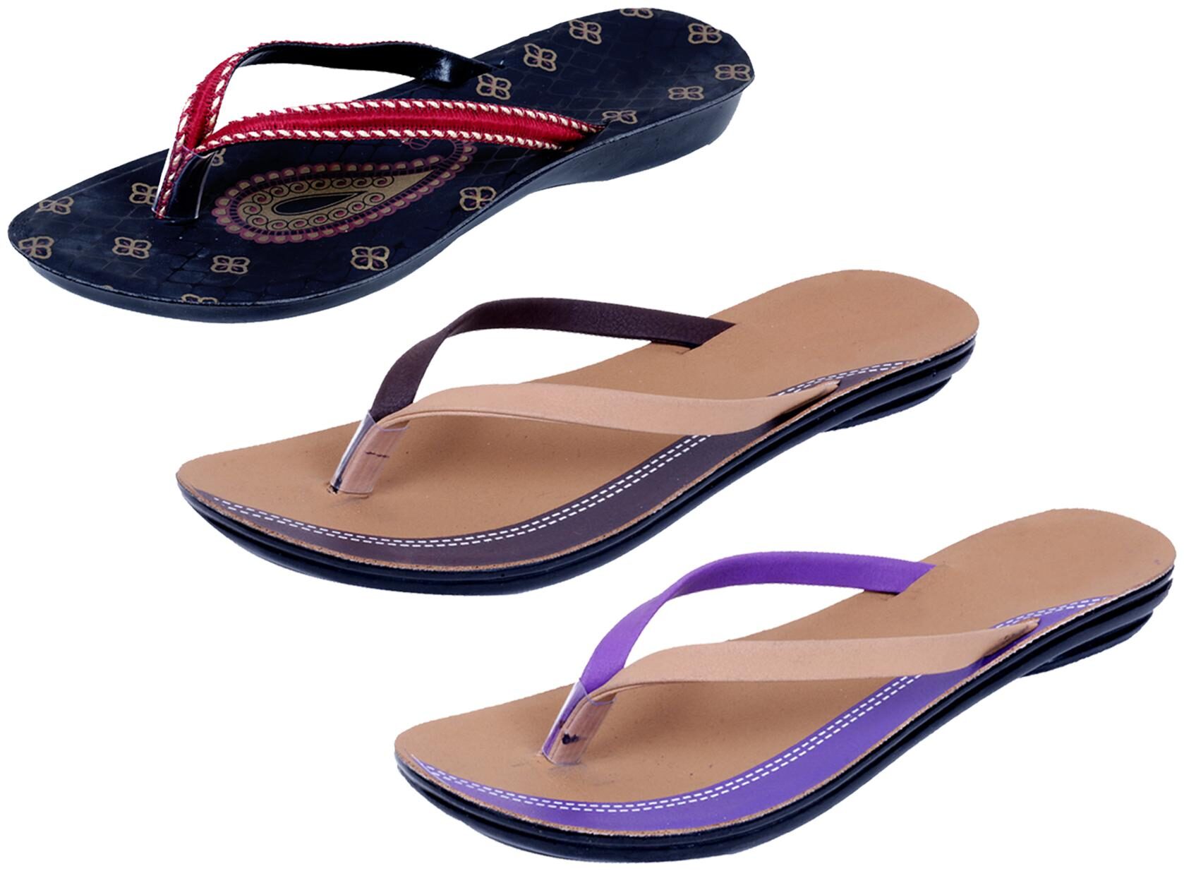 

IndiWeaves Womens Slippers Flipflops Pack of 3