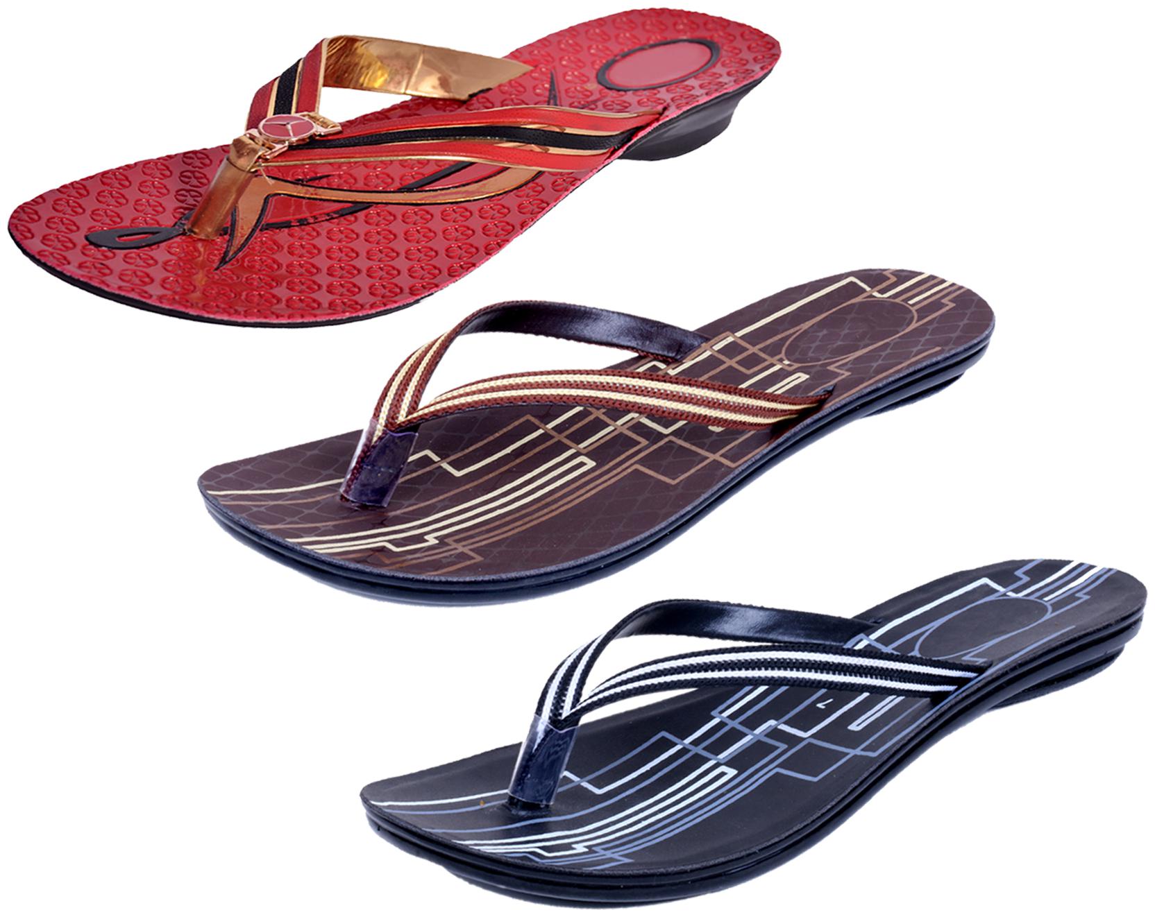

IndiWeaves Womens Slippers Flipflops Pack of 3