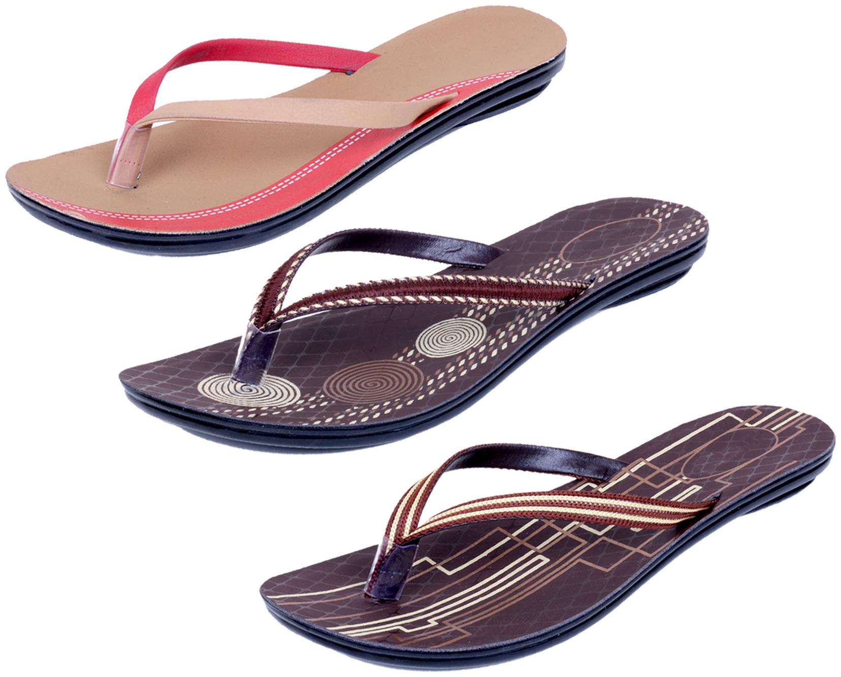 

IndiWeaves Womens Slippers Flipflops Pack of 3