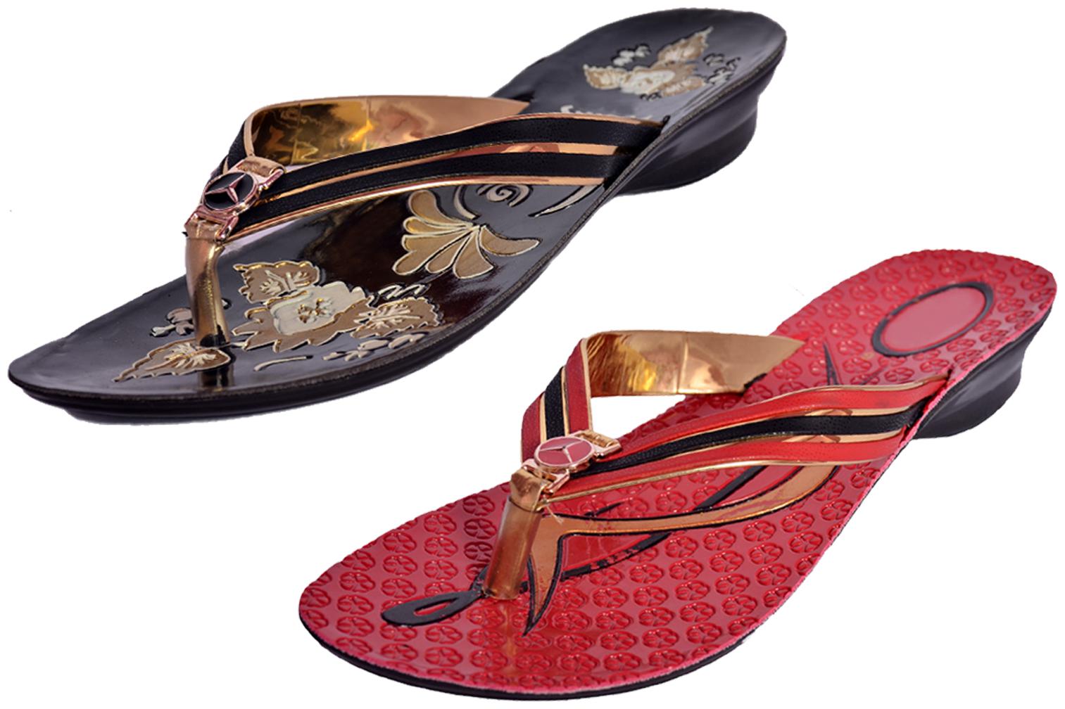 

IndiWeaves Womens Slippers Flipflops Pack of 2