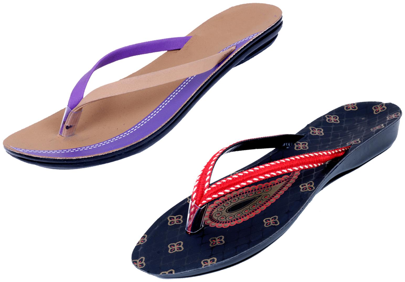 

IndiWeaves Womens Slippers Flipflops Pack of 2
