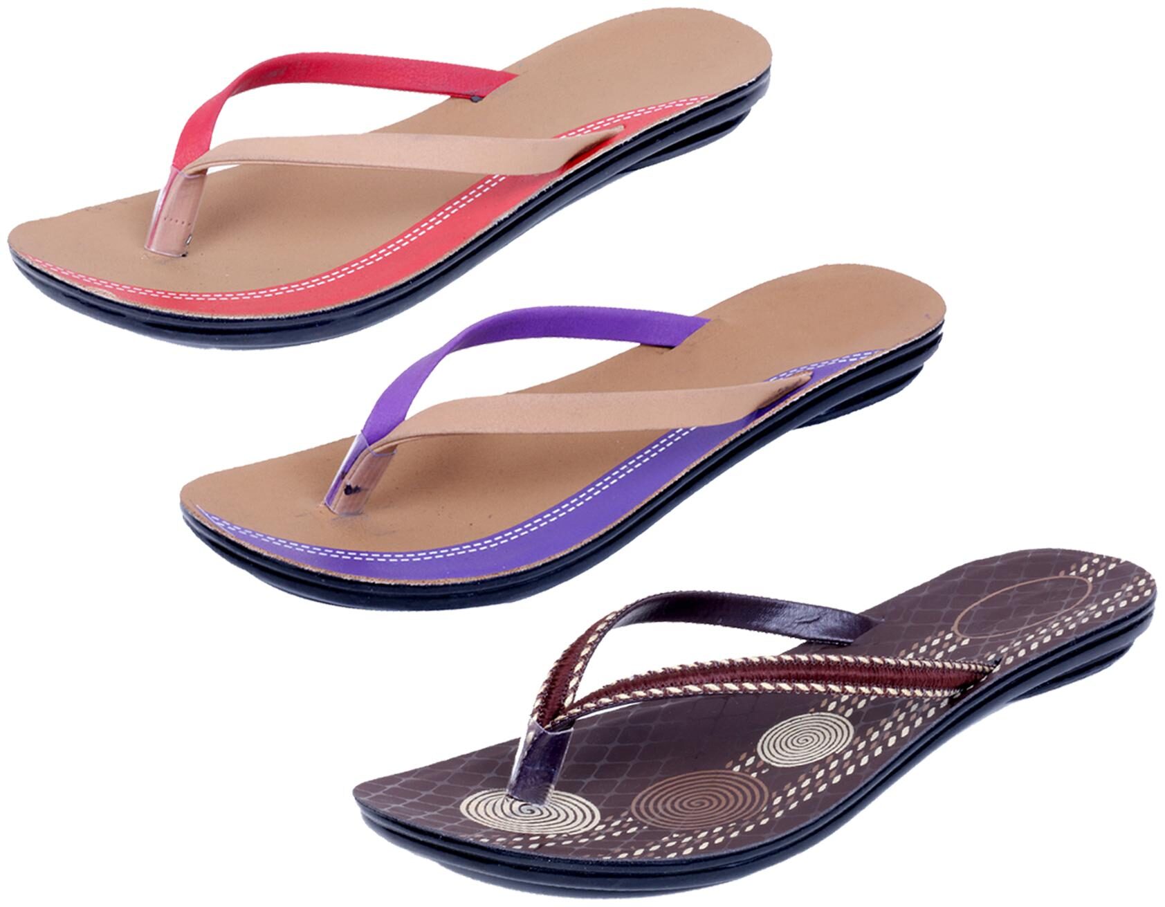 

IndiWeaves Womens Slippers Flipflops Pack of 3
