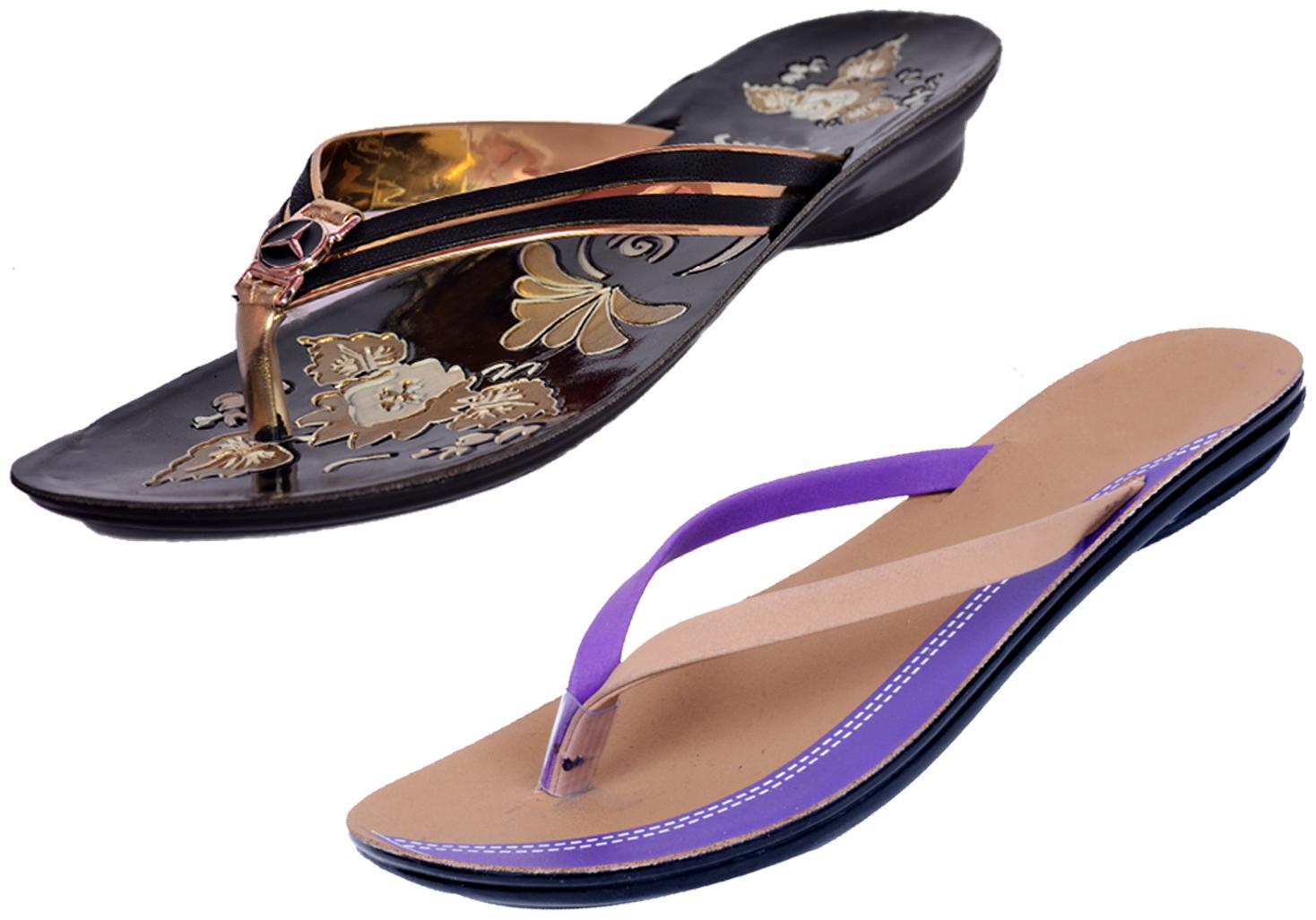 

IndiWeaves Womens Slippers Flipflops Pack of 2